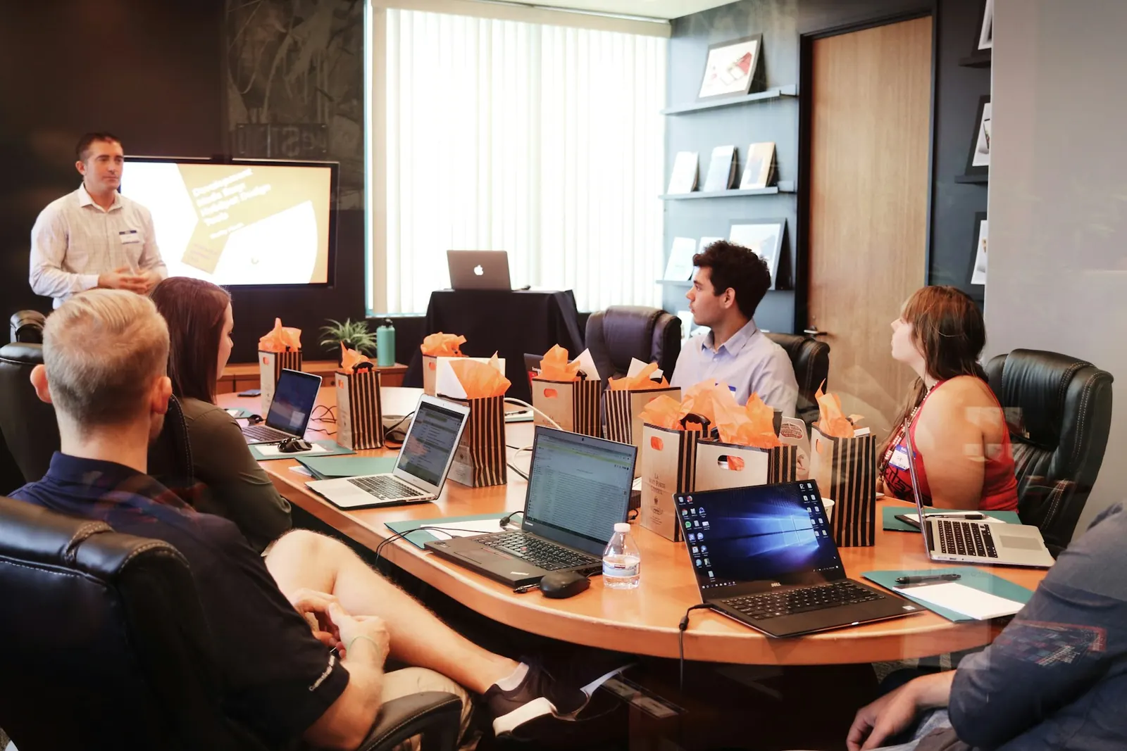 A presenter leading a training session